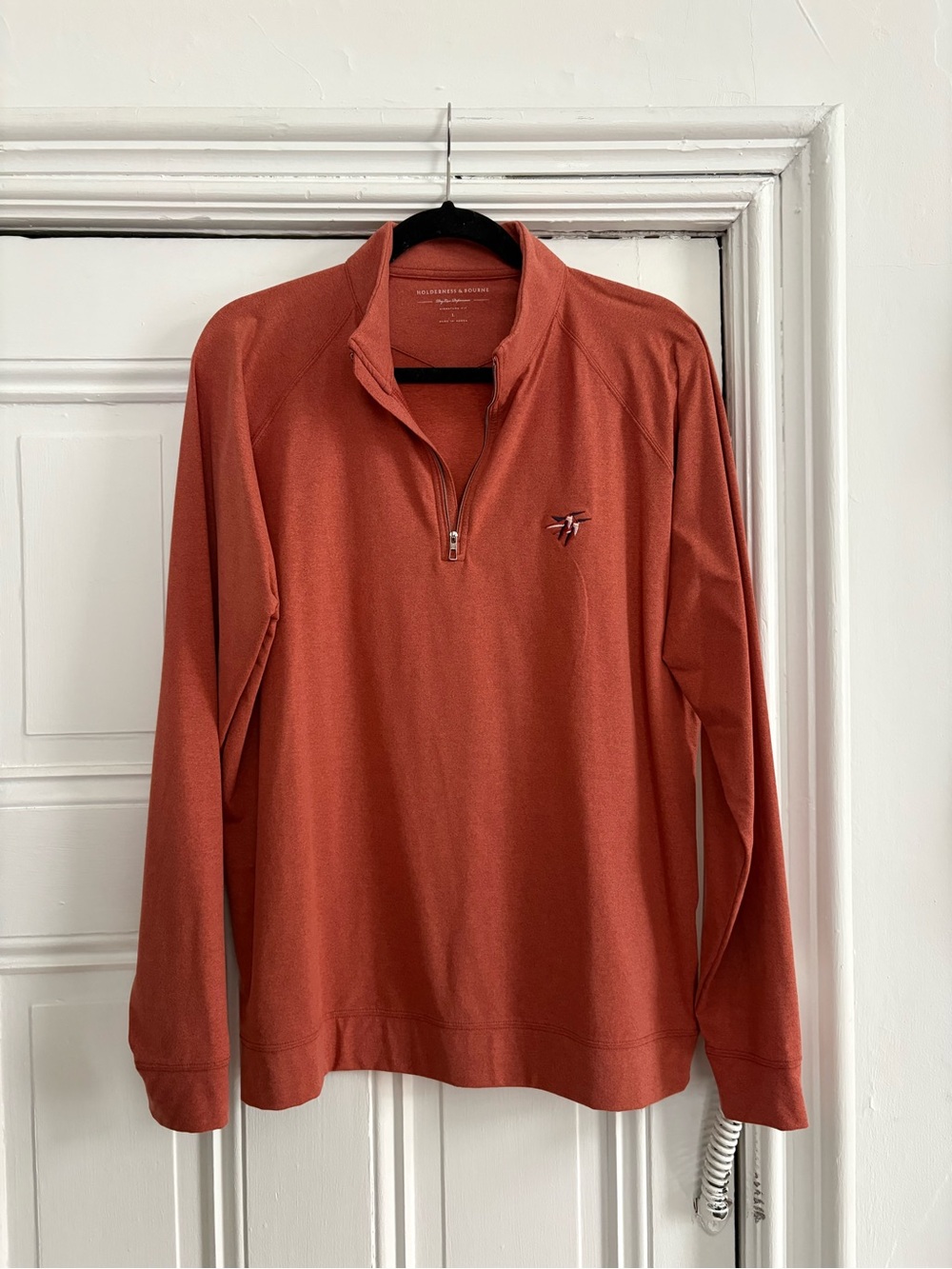 Men's Holderness & Bourne Quarter-Zip Pullover Sweater in Rust